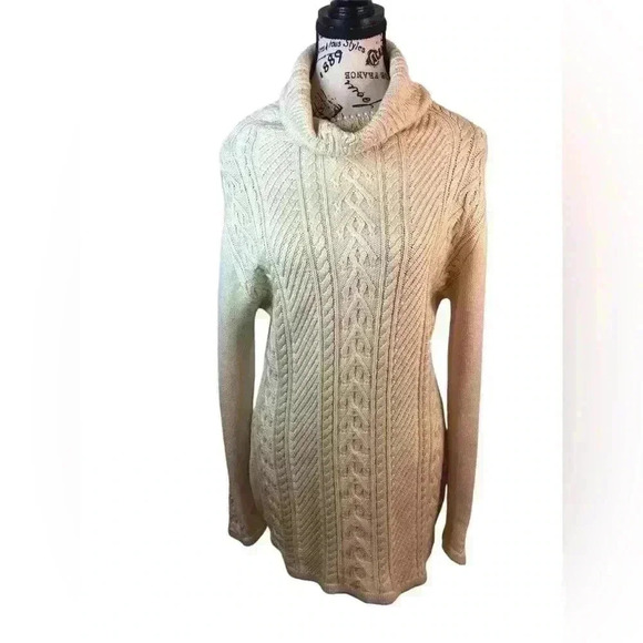 Womens Long Cable Knit Sweater Cowl Neck L/S Viscose Cotton Unbranded - Picture 1 of 4